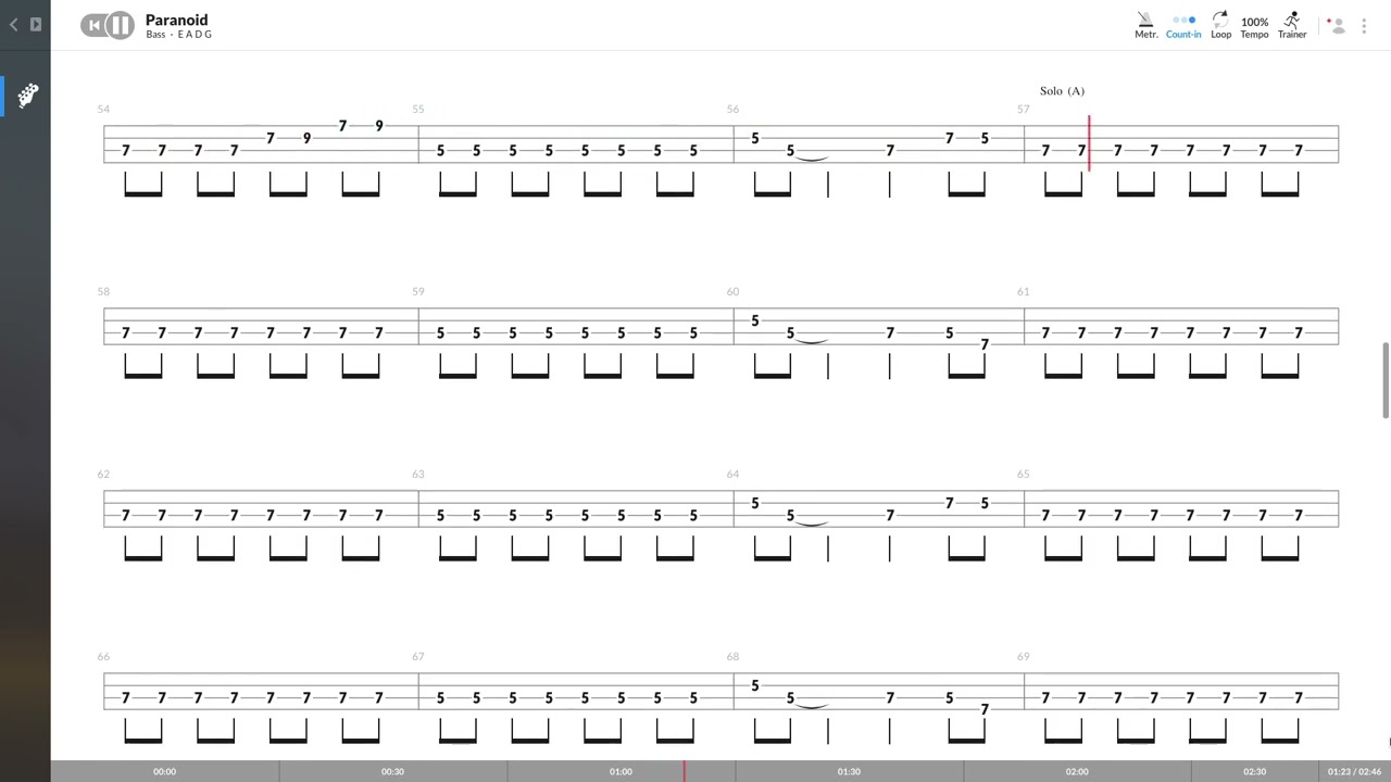 paranoid bass tab