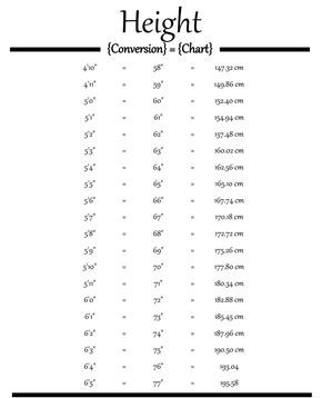 height conversion from cm to ft