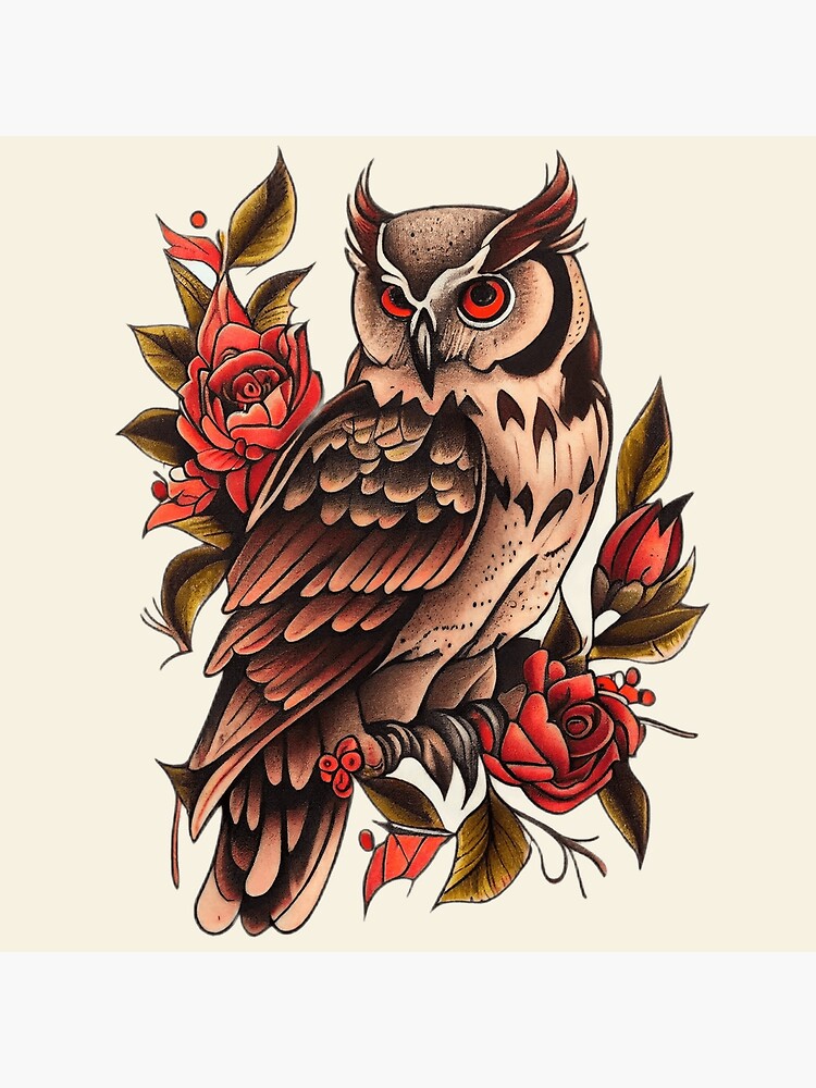 owl traditional tattoo