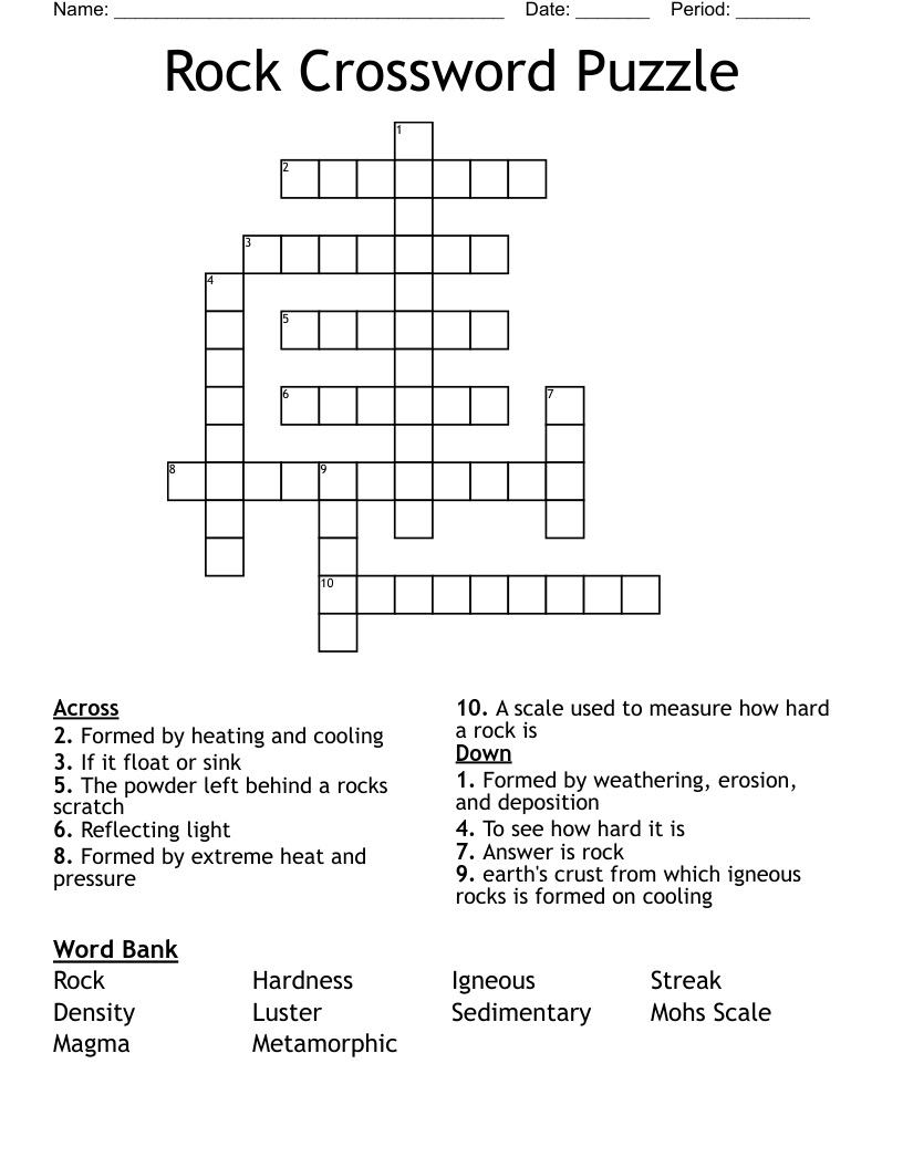 rock crossword