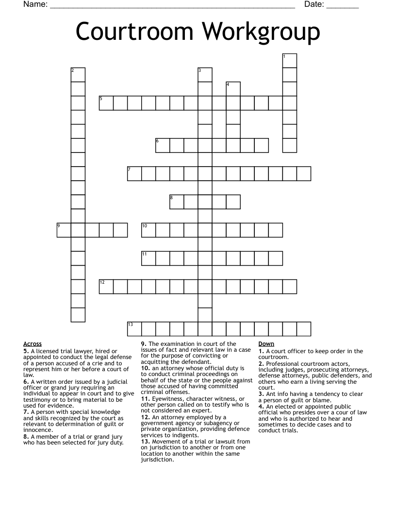 court official crossword