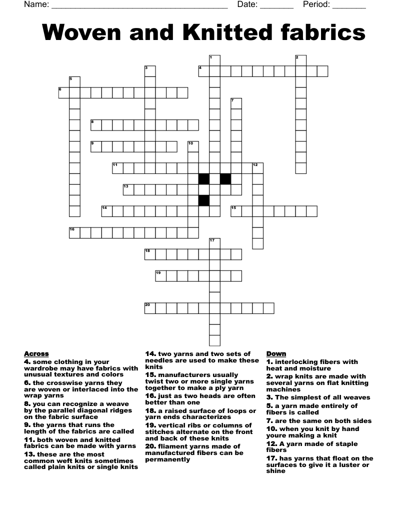 knitting rib crossword