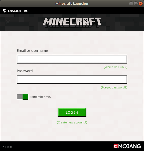 mojang username and password