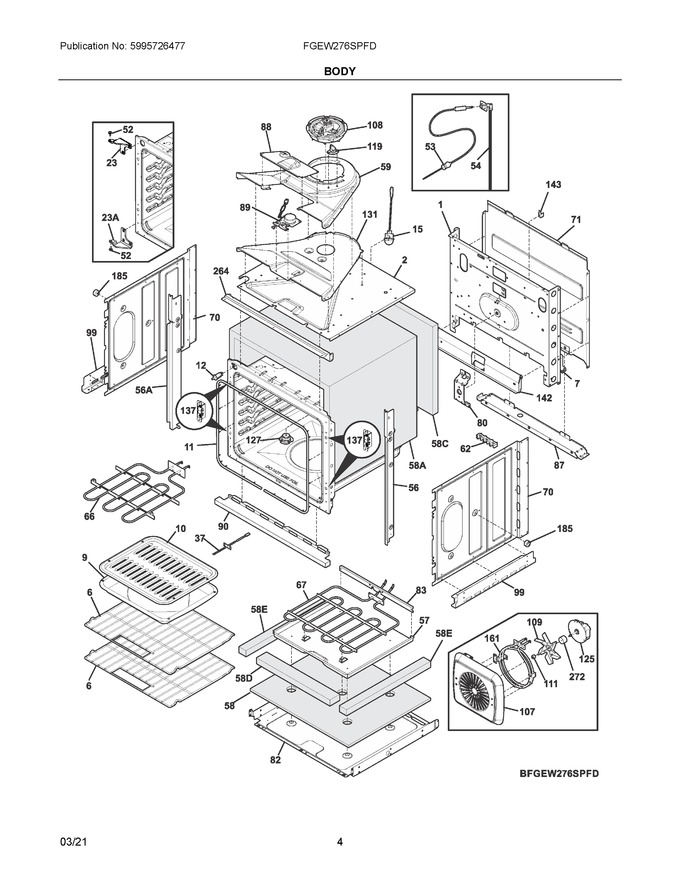 frigidaire wall oven parts