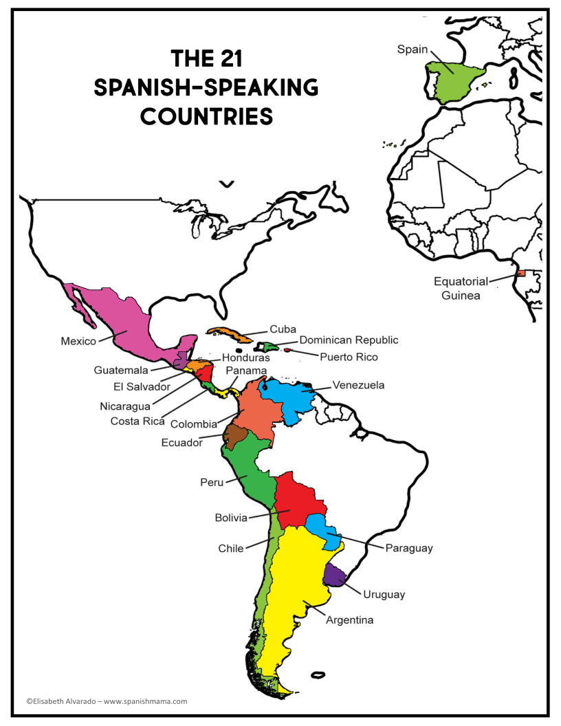 spanish speaking countries on map