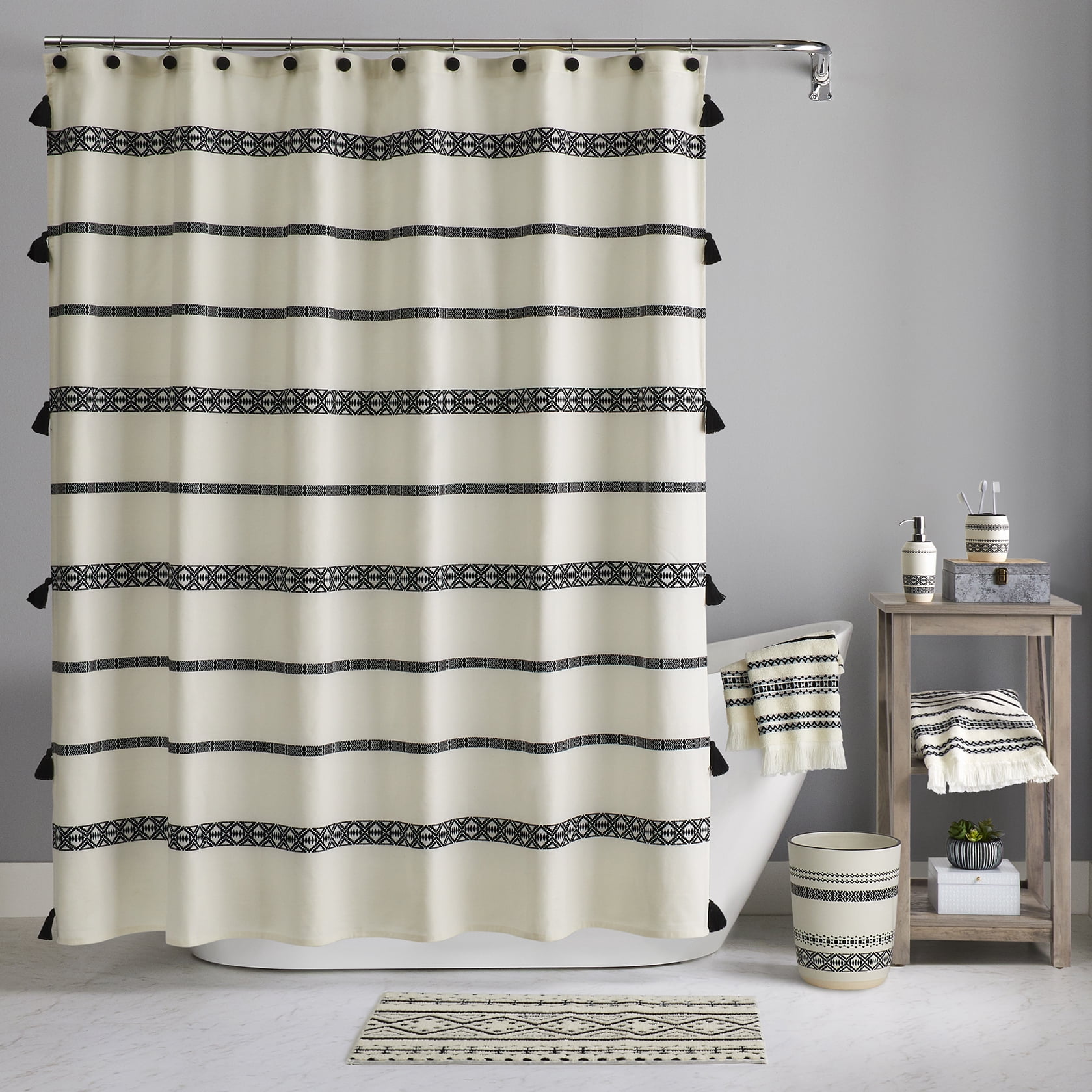 boho cotton shower curtain