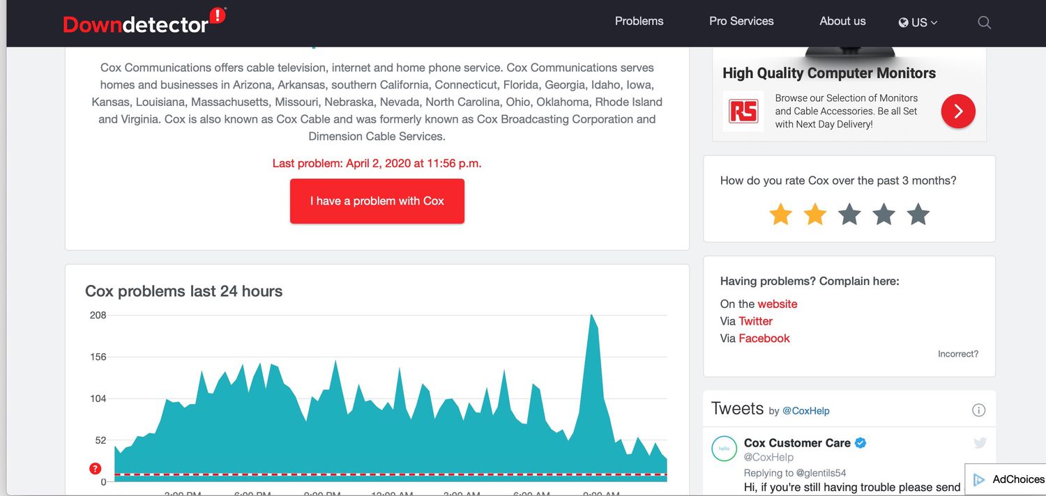 is cox cable down