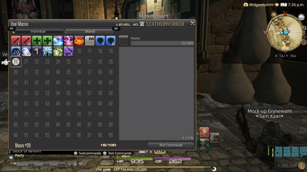 final fantasy xiv crafting macros