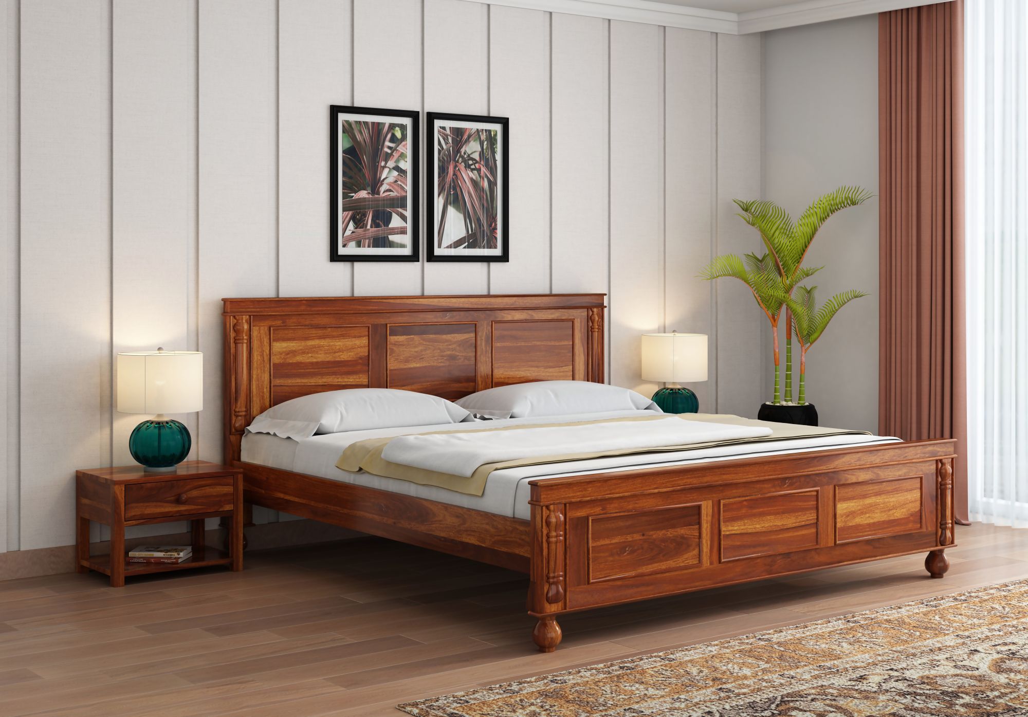 solid wood bed without storage