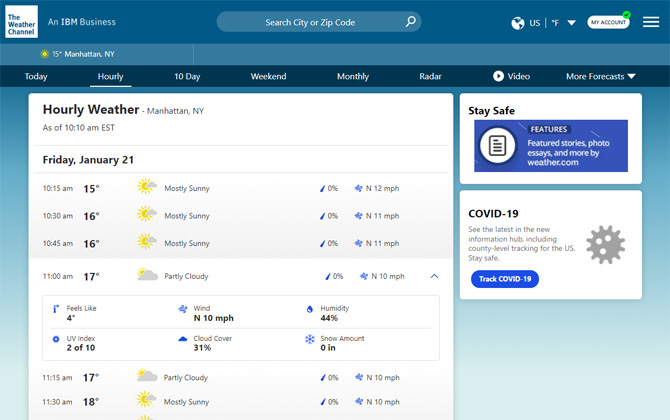 weather.com hourly