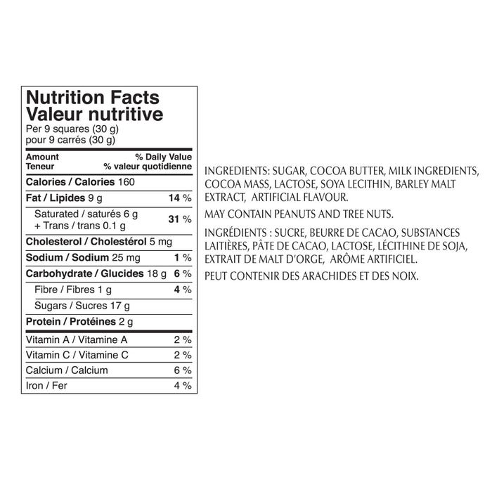 lindt milk chocolate nutrition