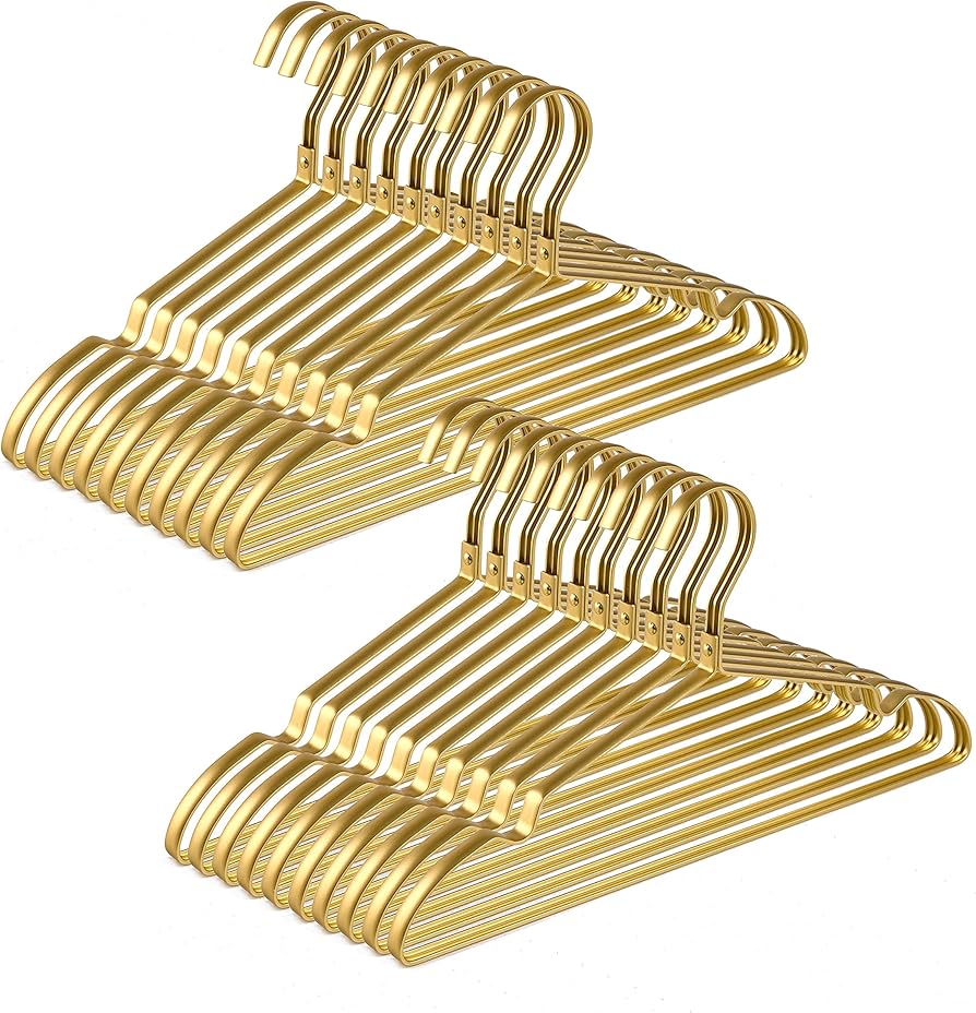 gold metal clothes hangers