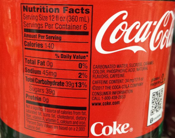 coke calories per 100ml