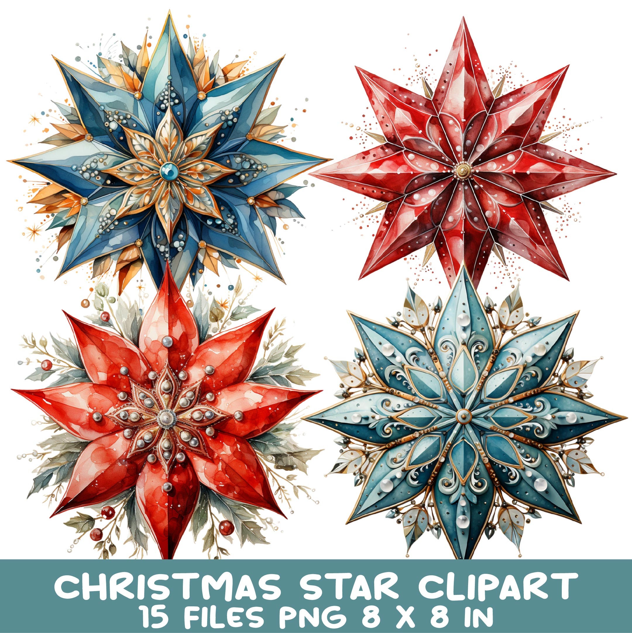 christmas star watercolor