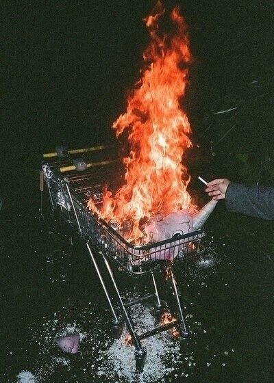 burning shopping cart wallpaper