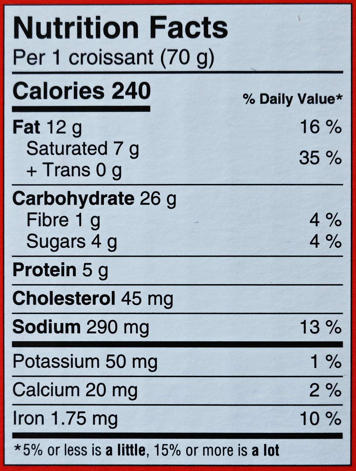 nutrition facts costco croissant