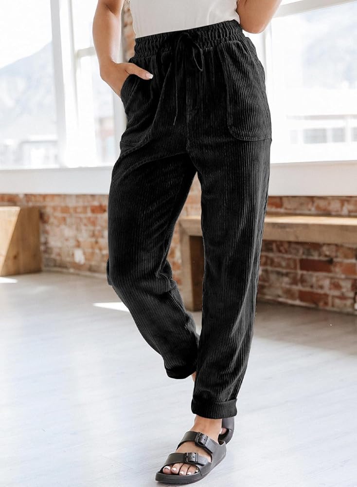 elastic waist corduroy pants