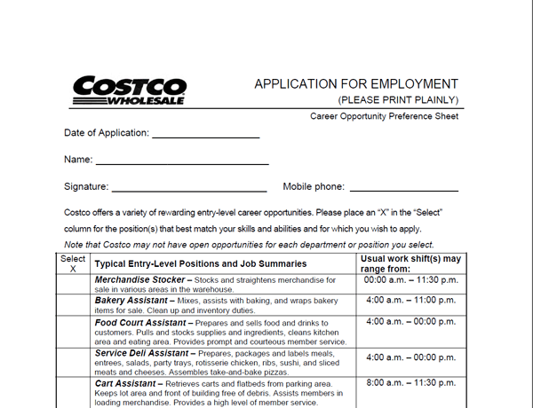 costco career openings