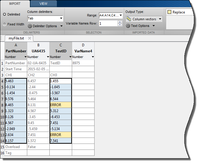 importing data matlab