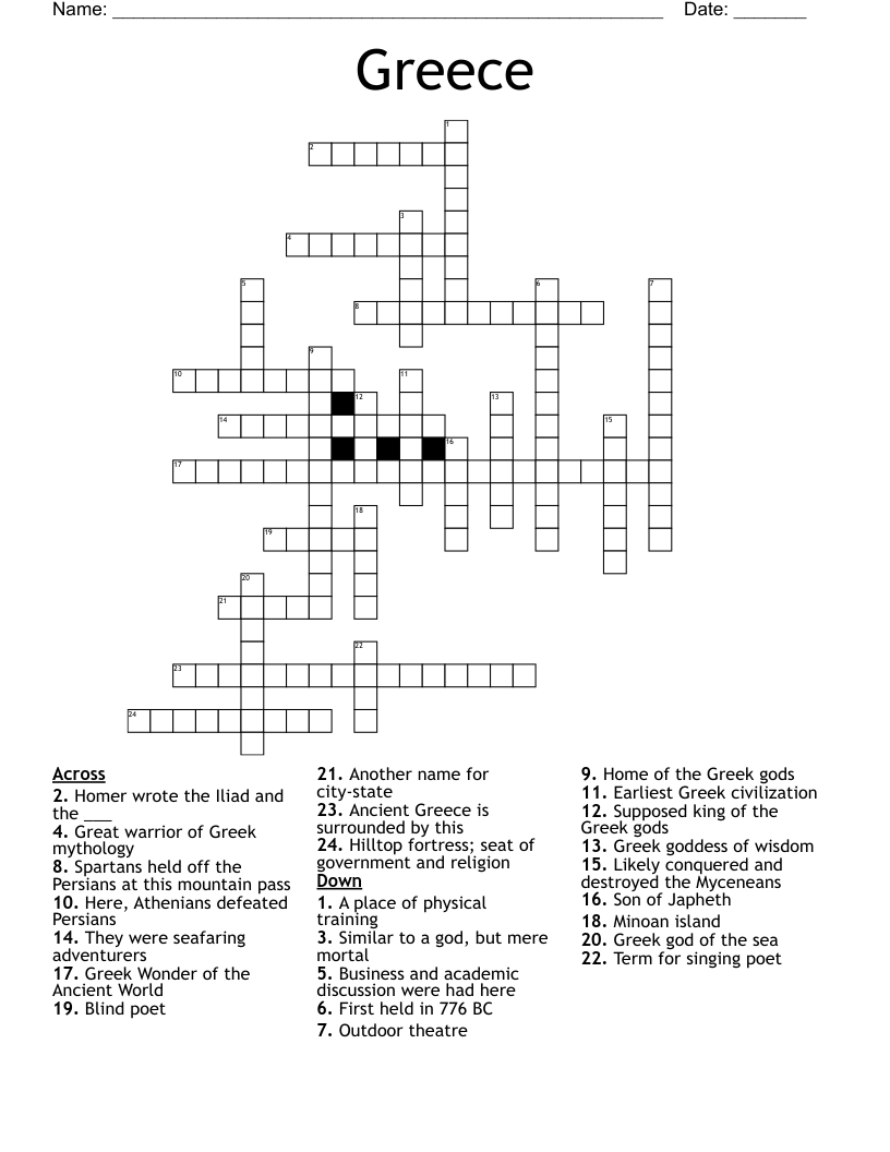 greek mountain crossword puzzle clue