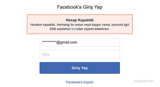 kapanan facebook hesabımı nasıl açarım