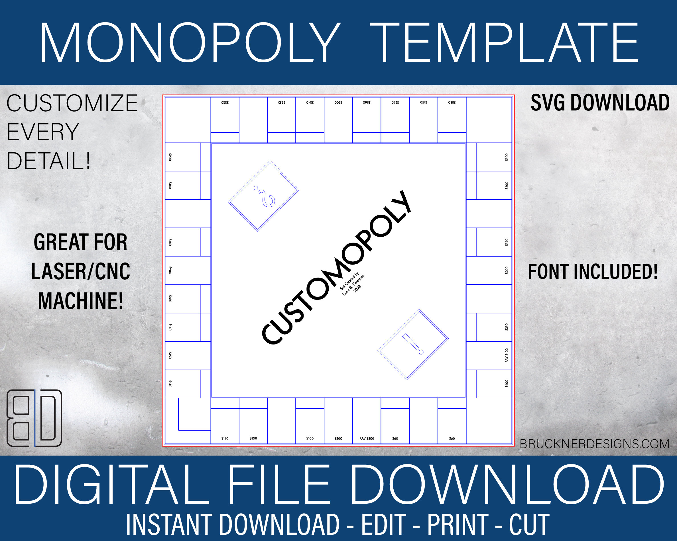 measurements of a monopoly board