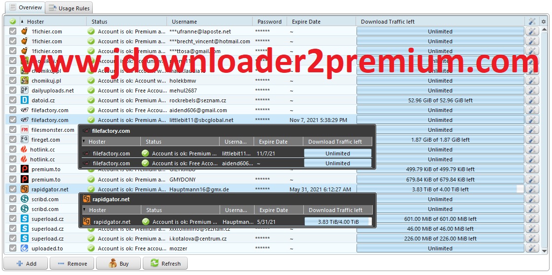 rapidgator premium jdownloader 2