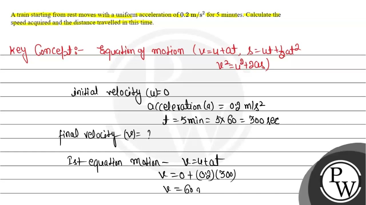 a train starting from rest moves with a uniform acceleration