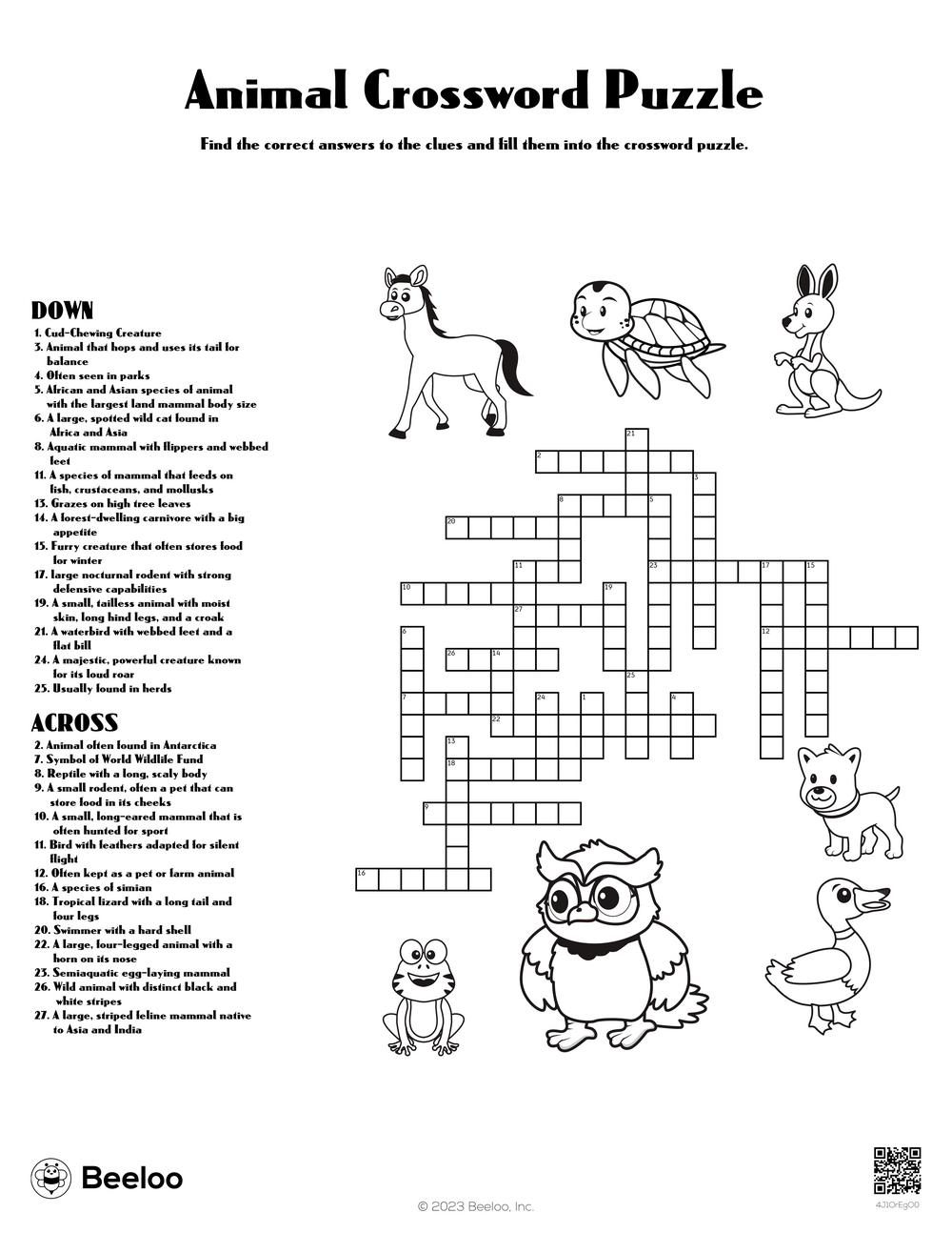 two footed animal crossword