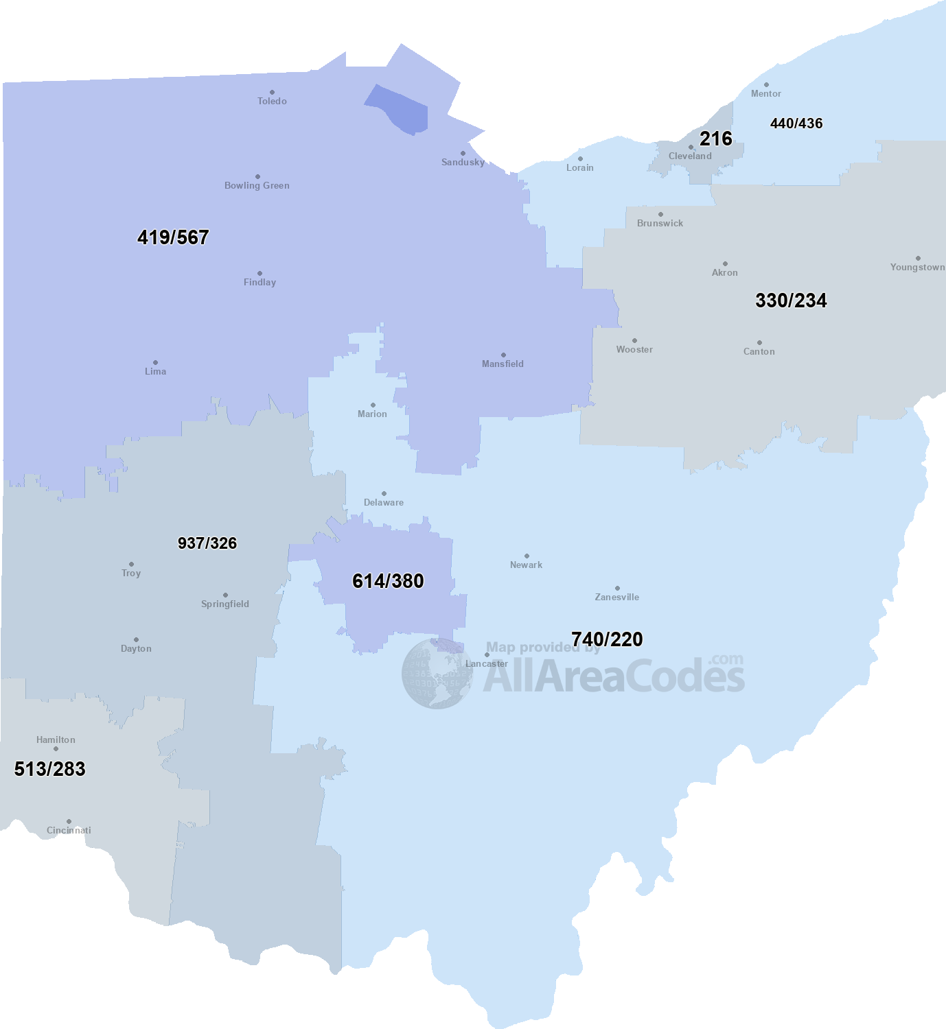 234 area code ohio