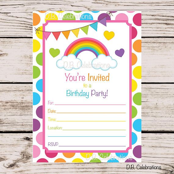 rainbow theme invitation