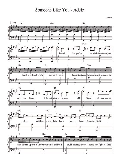 someone like u piano sheet music