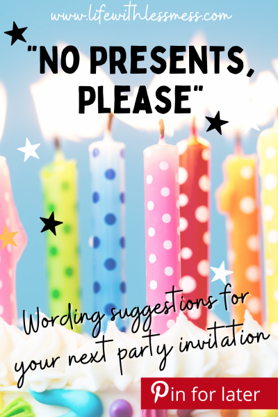 no gifts wording on birthday invitations