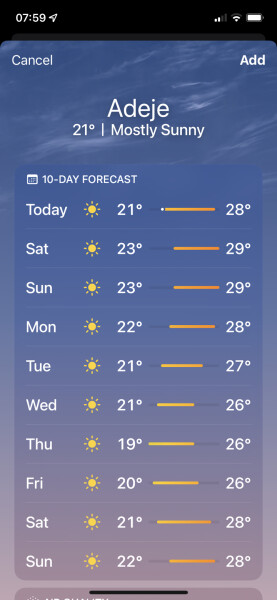 tenerife 10 day weather forecast