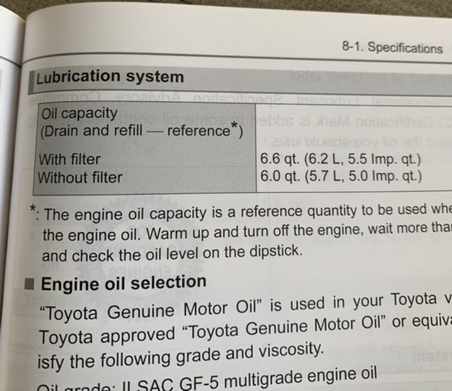 2016 toyota tundra oil capacity