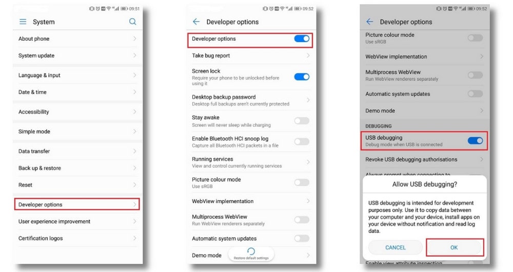 developer options huawei nova 3i