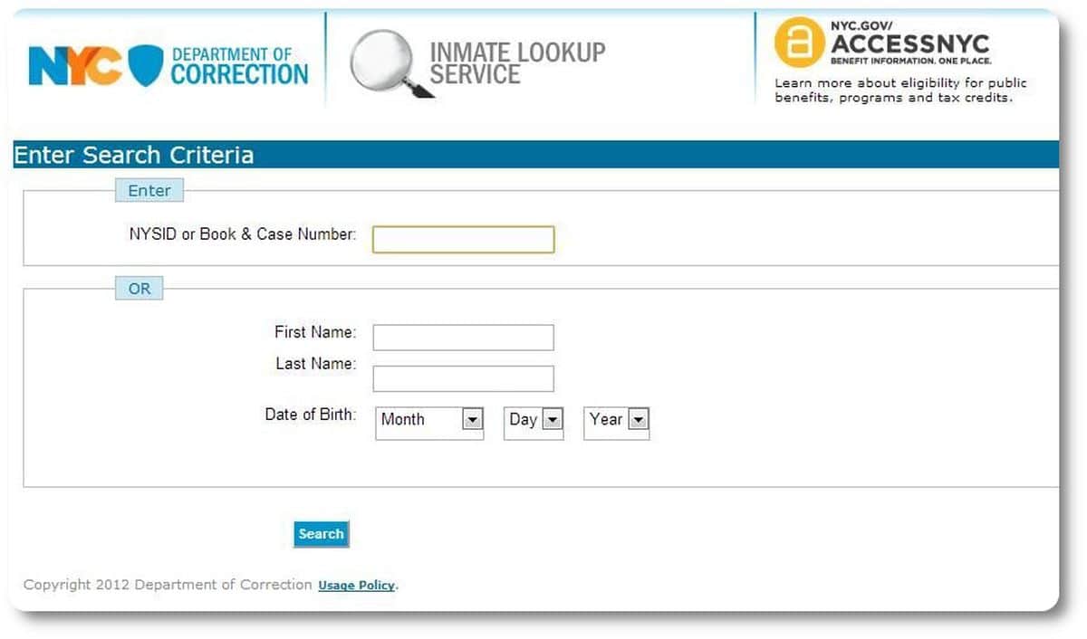 nyc incarcerated lookup
