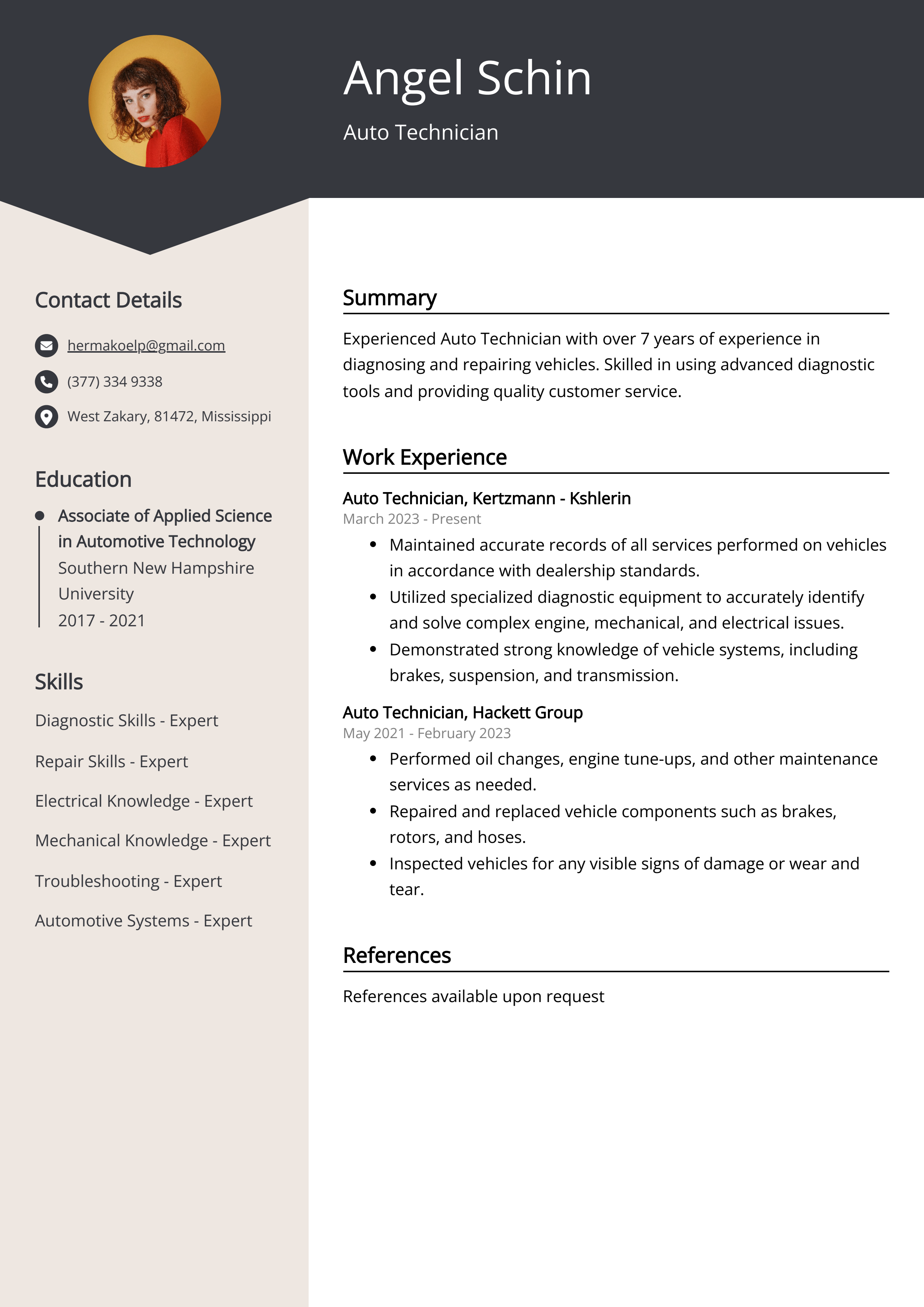 automotive technician resume