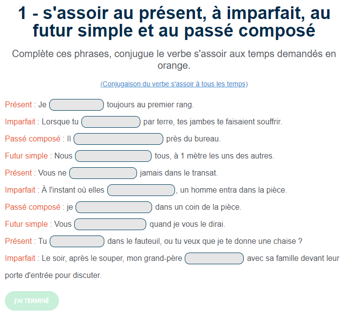 le verbe sasseoir au passé composé