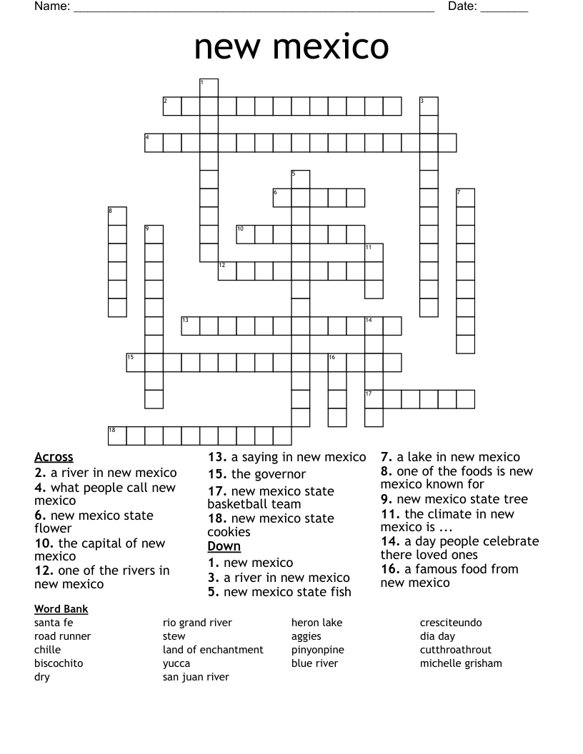 new mexico town crossword