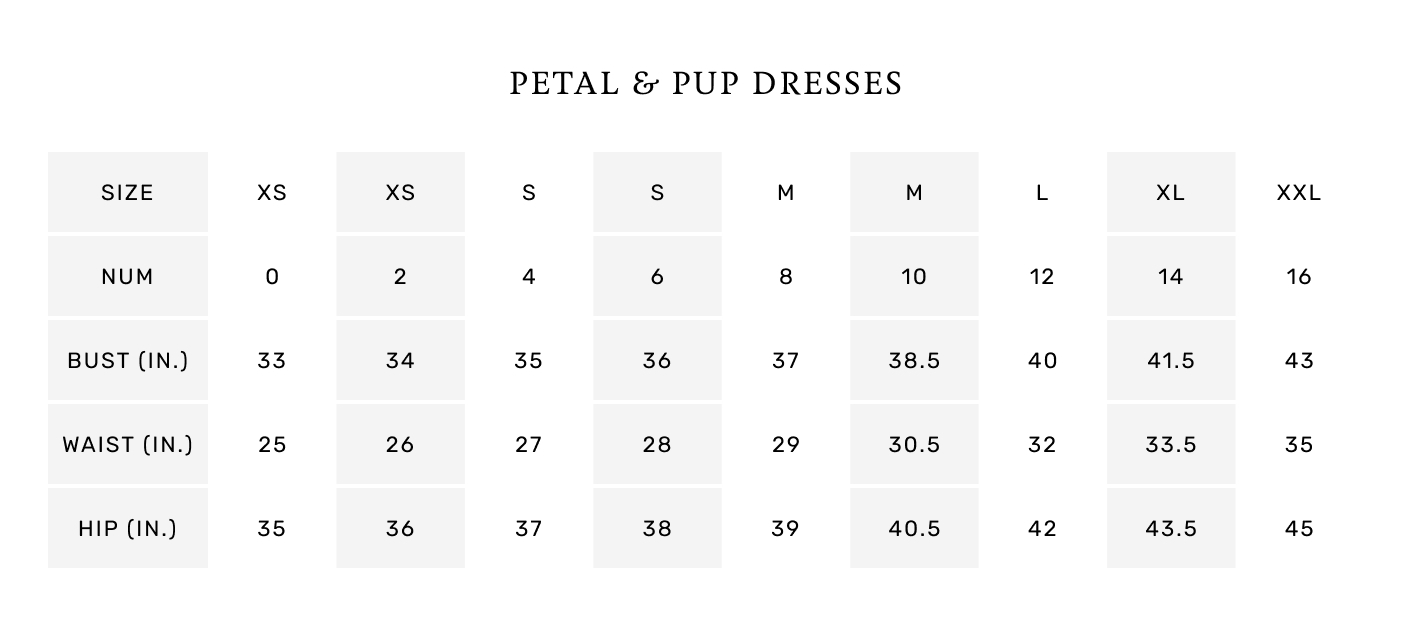 petal and pup size guide