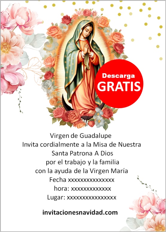 invitaciones de la virgen de guadalupe para imprimir