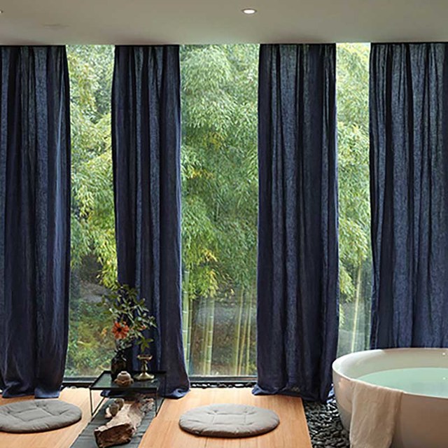 navy voile curtains