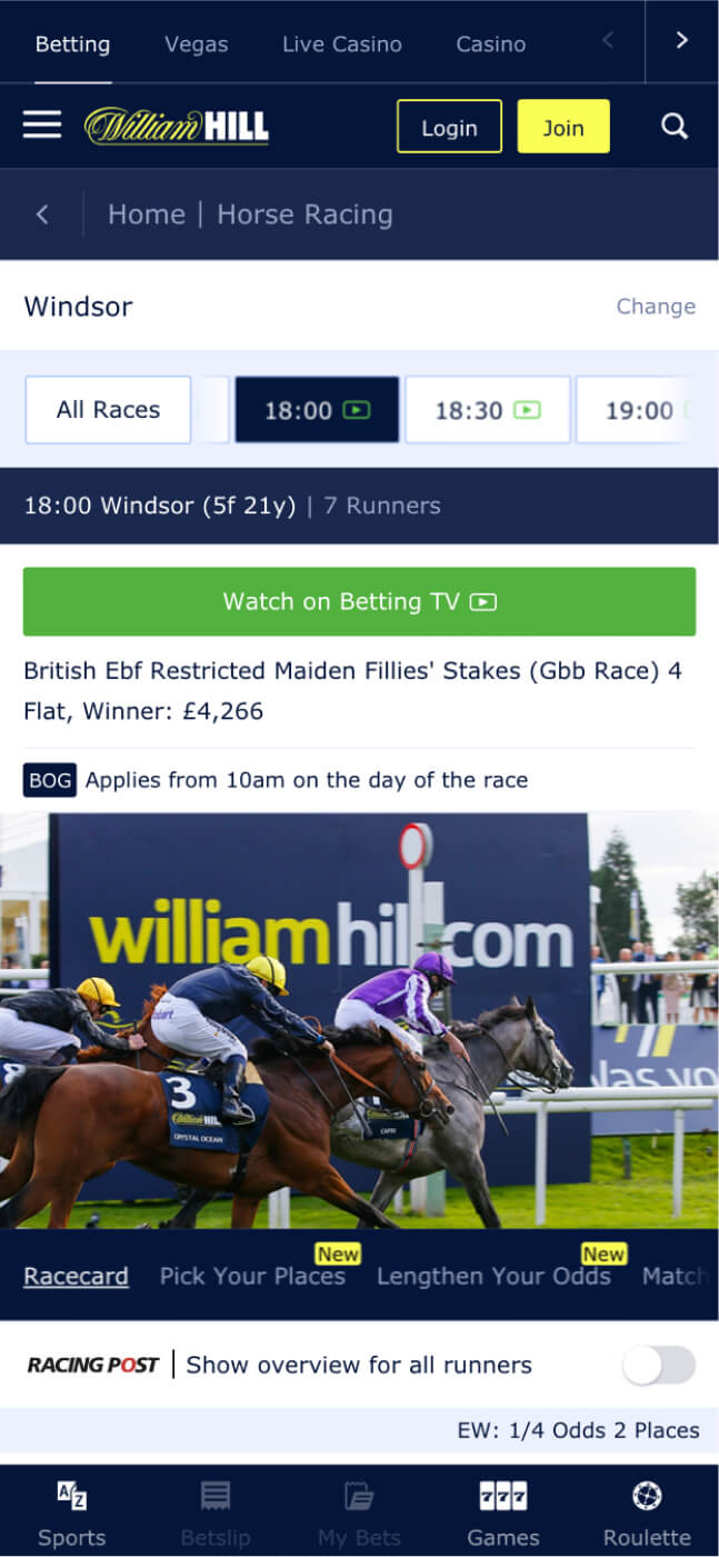 william hill live racing