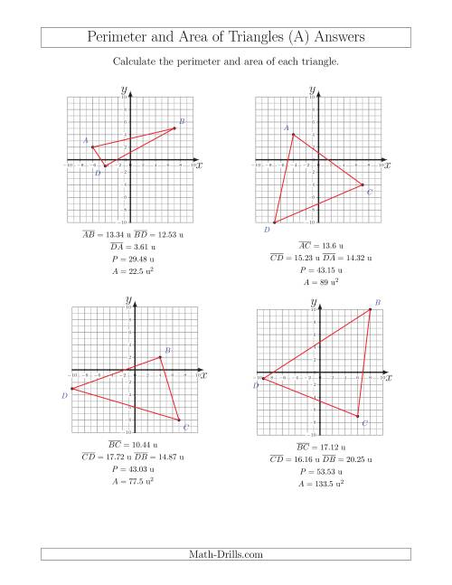 area of a triangle coordinate geometry worksheet