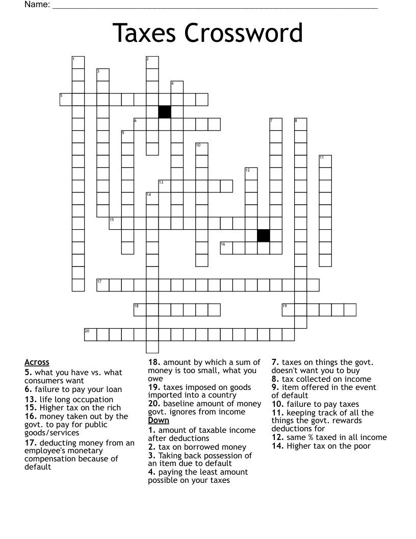 tax crossword clue