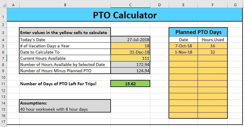 prorated vacation calculator ontario