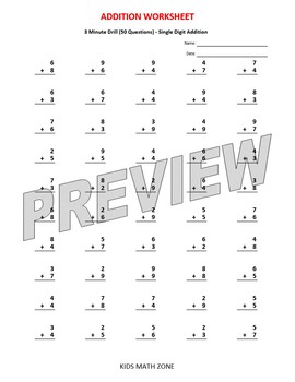 3 minute addition drill