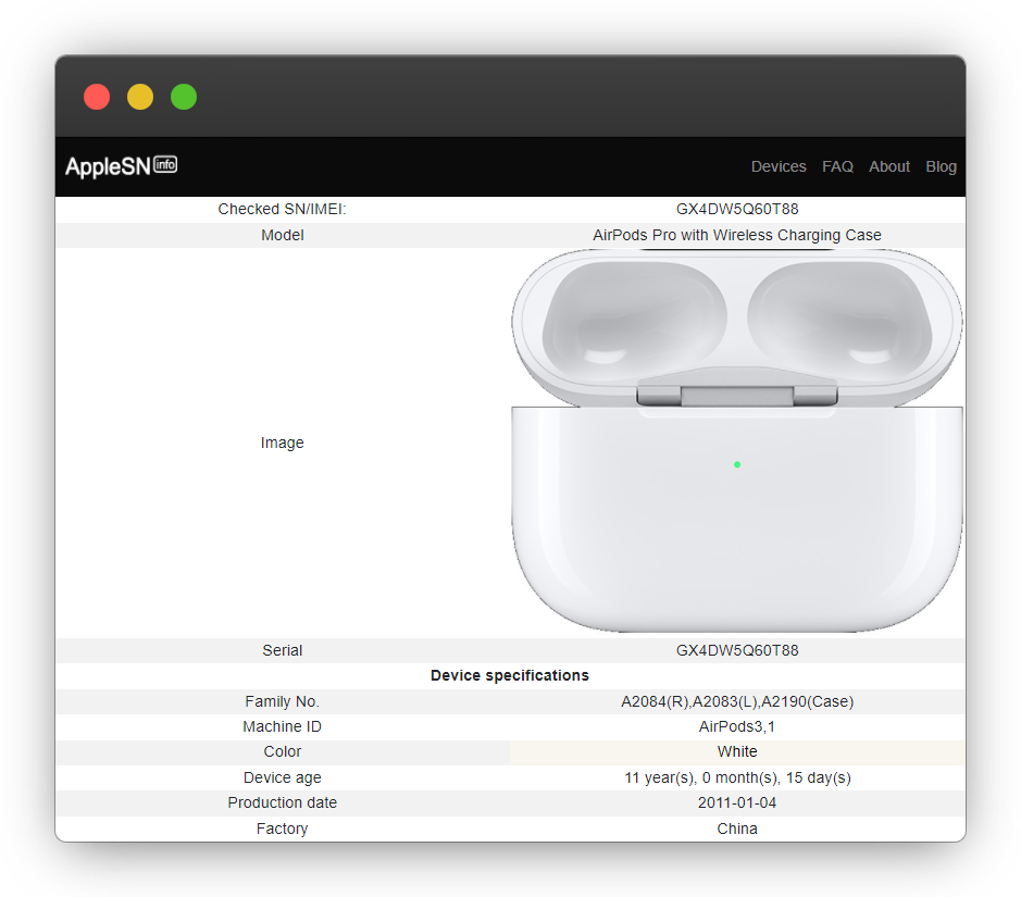 airpods pro serial number check