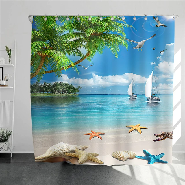 shower curtain beach